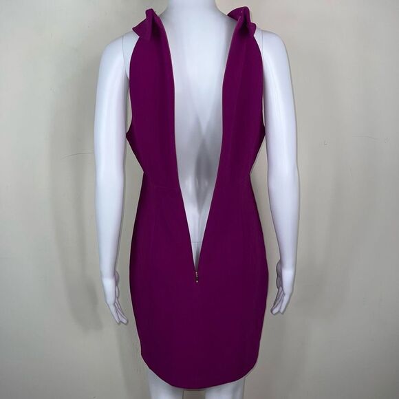 Trina Turk Magenta High Neck Peekaboo Cocktail Dress - Picture 11 of 13